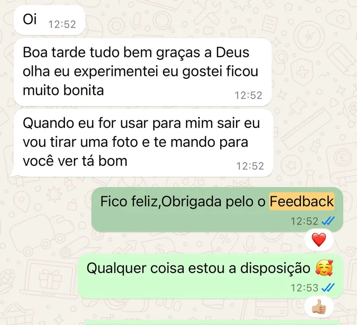 Depoimento de cliente da Realce no WhatsApp